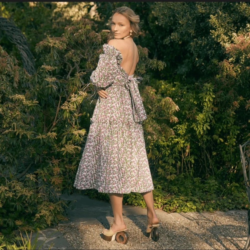 Eddy Women's Olivia Midi Dress in White/Amaranth Floral, Size S, $398 NWT - Picture 3 of 14